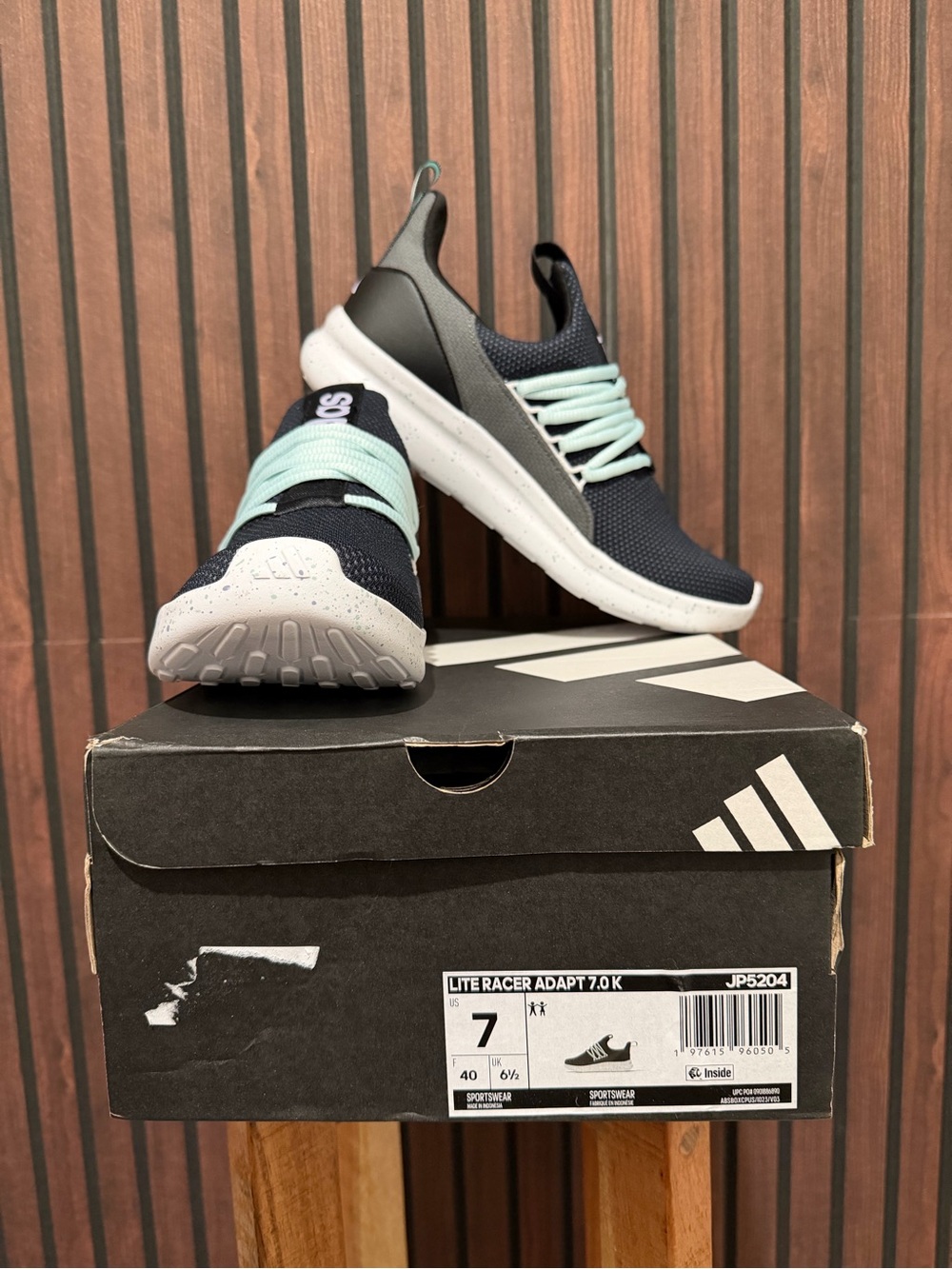 Adidas Lite Racer Adapt 7.0 K Youth 7 Women’s 8.5 Black Mint NWT Cloudfoam